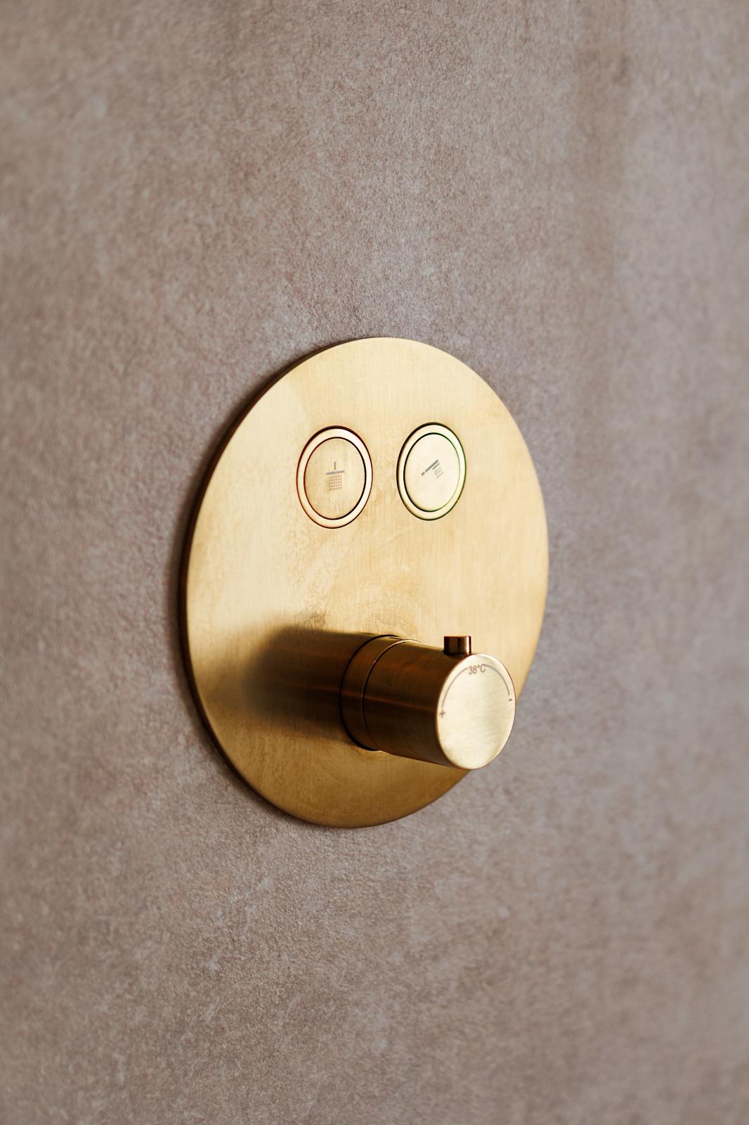 Modern brass shower control panel